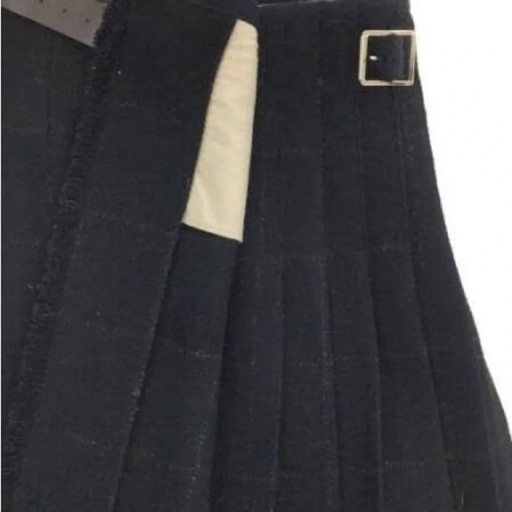 MHL Margaret Howell Black Windowpane Kilt Wool Skirt SZ 1 - Picture 2 of 10